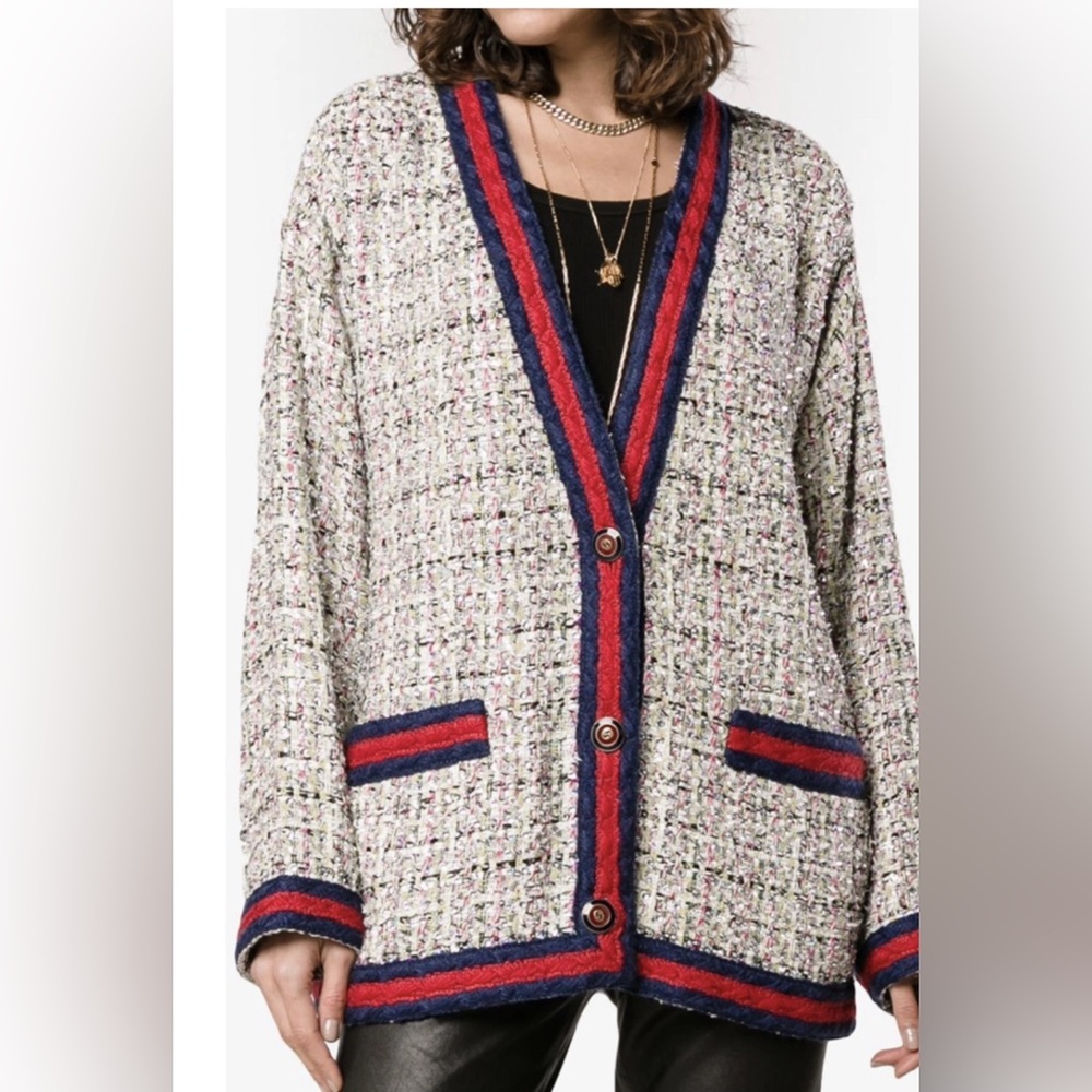 Gucci Rhinestone Tweed Cardiga - Picture 2 of 9